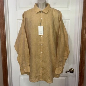 NWT $99 Murano Baird McNutt Linen Shirt Mens 4XT Yellow Button Up Long Sleeve - Picture 1 of 10