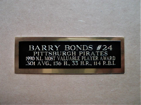 Barry Bonds Pirates 1990 NL MVP Award Baseball Card Plaque Nameplate 1" X 3" Cover