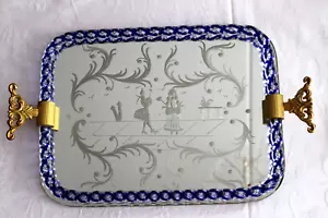 Vintage Etched Murano Glass Mirrored Tray by Ercole Barovier c 1960 - Picture 1 of 5
