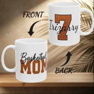 Taza de regalo con nombre y número personalizado para mamá de baloncesto - Imagen 1 de 7