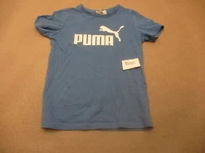 PUMA Size 5-6 YRS Boys Blue 100% Cotton Crew Neck Short Sleeve Athletic Top 191 - Picture 1 of 7