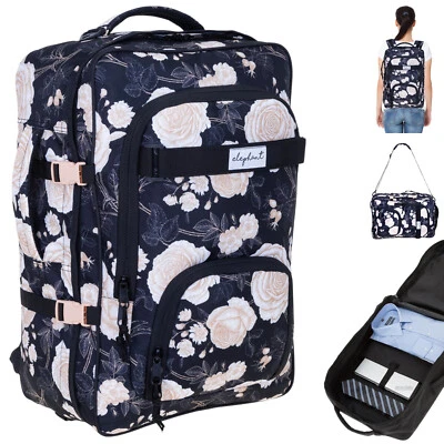 Rucksack Handgepäck IATA Reiserucksack Elephant Travel Fly 13023 Flower Schwarz - Bild 1 von 4