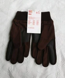 Uniqlo Women Faux Suede/Leather Knitted Lining Gloves Dark Brown Size Large. New - Picture 1 of 9