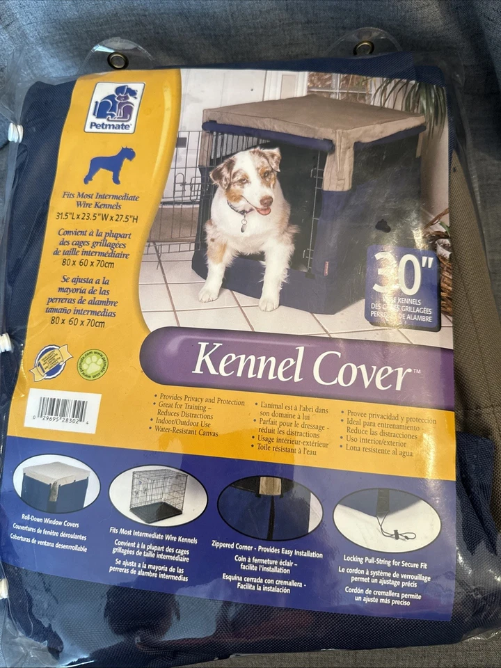 "Cubierta Petmate para cajas de perreras de alambre 30"" azul topo ventanas enrollables nueva en paquete" Foto 1 de 4