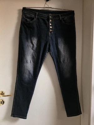 Damen Strechige Boyfriend Jeans Jeans Mit Knopfleiste Blau   Washstone Gr 44/46 - Bild 1 von 4