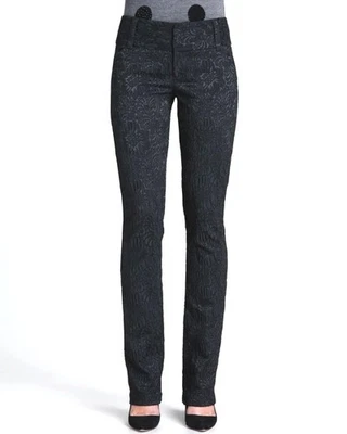 Calça Alice + Olivia Andrew Floral-Jacquard Slim Fitted Preta Tamanho 4 - Imagem 1 de 4