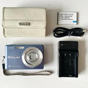 Casio Exilim Digital Camera EX-Z77 7.2MP Blue w Case Charger New Battery Tested - Picture 1 of 12