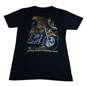 Vintage 1980 3D Emblem American Cycle Eagle Biker Black T-Shirt Size Medium VTG - Picture 1 of 4