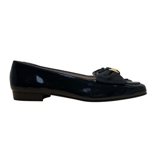 Salvatore Ferragamo Black Patent Leather Paragone Vara Bow Loafers Sz 5.5 B - Picture 1 of 7