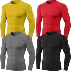 Men's UPF 50+ UV Sun Protection Long Sleeve Compression Athletic Workout Shirts - Picture 1 of 16