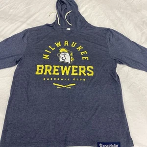 Milwaukee Brewers Baseball Club Light Weight Hoodie Logo Cut Off Sleeves MLB - Picture 1 of 13