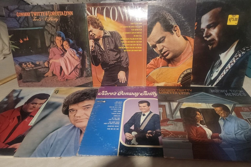 8 Conway Twitty,  Incl Conway T. & Loretta Lynn. I Can't See Me Without SEALED  - Image 1 of 4