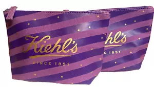 2 x Kiehl's ~ Purple Canvas Cosmetic Bag Limited ED. Janine Rewell Set of 2 - Picture 1 of 4