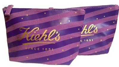 2 x Kiehl's  ~ Purple  Canvas Cosmetic Bag Limited ED. Janine  Rewell Set of 2 - Image 1 of 4