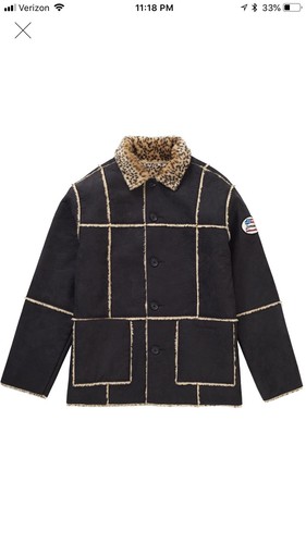 Giacca leopardata Supreme Reversibile in finta pelle scamosciata nera taglia M nuova con etichette regalo gratuito incluso