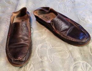 Olukai Women’s Brown Leather Nohea Nubuck Slip-On Comfort Flat Shoes Size 8 - Picture 1 of 8