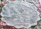 Vintage White Polyester Lacy Round Tablecloth 36 Inch Diameter