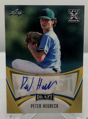 Peter Heubeck RC Auto Gold Parallel 2021 Leaf Draft Los Angeles Dodgers - Image 1 of 2