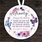 Gift For Aunty Birthday Flower Wreath Round Personalised Hanging Ornament