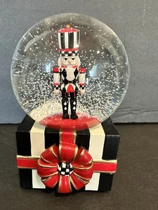 MacKenzie Childs Musical Nutcracker Gift Snow Globe 7" Tall Plays Jingle Bells - Picture 1 of 6