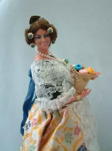 Vintage rare Marin Chiclana Spain Flower Basket Souvenir Doll 12" - STUNNING! - Picture 1 of 20