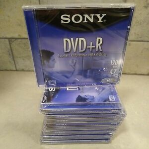 Nine Sealed Individual Case Sony DVD+R  4.7 GB Recordable 120-minutes DPR47L2