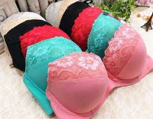 UK Ladies Underwear Sexy Lace Floral Bra Padded Multiway Strapless Push Up Bra - Picture 1 of 17