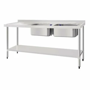 Vogue Double S/S Sink Left Hand Drainer 1800mm x 600mm Self Assembly - DY828 - Picture 1 of 4