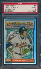 1993 FINEST BASEBALL #1 DAVID JUSTICE REFRACTOR PSA 9 MINT TOUGH!
