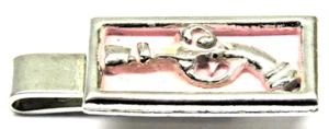 Retro Gun Tie Clip Flintlock Pistol Pink Enamel Cowboy Western Men's Formal Wear - Picture 1 of 3
