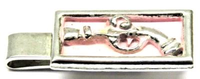 Retro Gun Tie Clip Flintlock Pistol Pink Enamel Cowboy Western Men's Formal Wear - Image 1 of 3