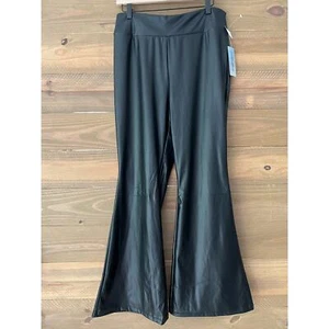 New Derek Heart black faux leather flared leg pants womens size XL - Picture 1 of 8