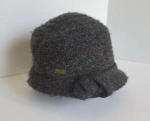 Retro Women's Betmar Ella Cloche Bucket Hat Wool Blend Gray Multi Flapper Bowler - Picture 1 of 8