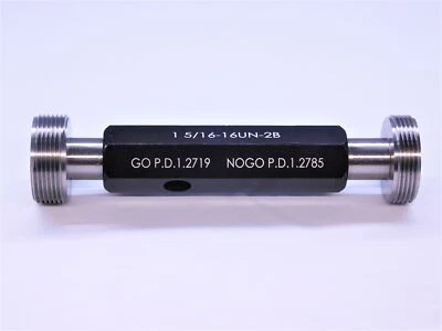 M & J TOOLING LLC NEW 1 5/16 16 UN 2B THREAD PLUG GAGE 1.3125 GO NO GO P.D.'S= 1.2719 & 1.2785