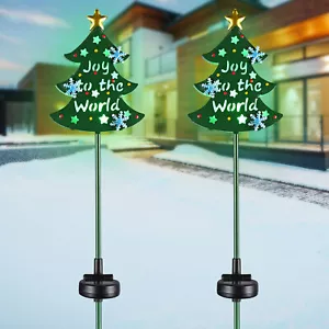Yescom Solar Christmas Tree Stake Lights Pathway Light Garden Yard Lawn 2Pcs - Picture 1 of 9
