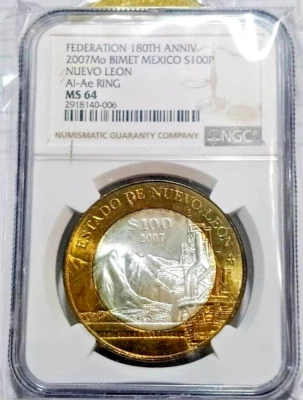 2007 MEXICO 100 PESOS ESTADO DE NUEVO LEON NGC - Image 1 of 4