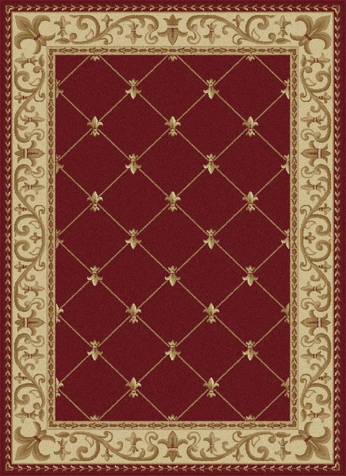 Tapete de área Red Flur De Lis Curls Persien linhas de ondas bordas tapete oriental - Imagem 1 de 1