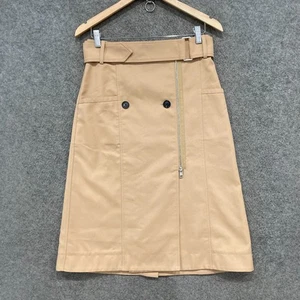 Victoria Beckham Skirt Womens Size 8 Beige A-Line Cotton Blend Belt UK 25919 - Picture 1 of 12
