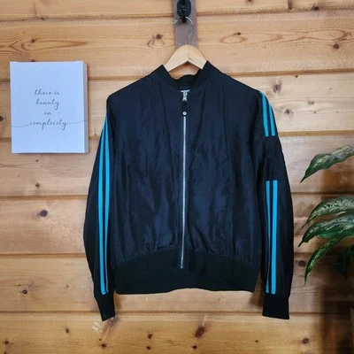 Chaqueta cortavientos Oleg Cassini Sport 100 % seda vintage negra azul talla S Foto 1 de 4