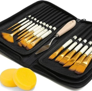 Artist Paint Brush Set Includes Pop-up Carrying Case-15pcs - Picture 1 of 6