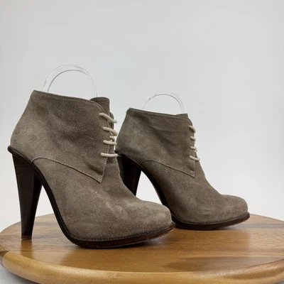 Botas de tornozelo femininas com cadarço cerimônia de abertura marrom acastanhado camurça salto tamanho UE 36 - Imagem 1 de 4