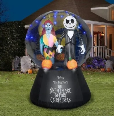 Jack Skellington & Sandy Nightmare Before Christmas Globe Halloween Inflatable - Image 1 of 2