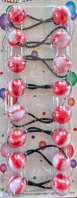 Red & White Swirl 18mm Ponytail Holder, Hair Tie, Ballies/Knockers, metal-free - Image 1 of 2