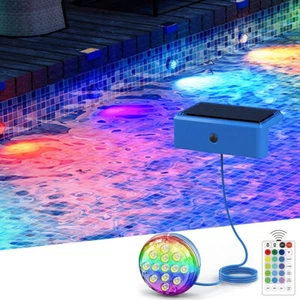 Solarbetrieben LED Poolbeleuchtung Unterwasserbeleuchtung Pool Licht RGB Lampe - Bild 1 von 20