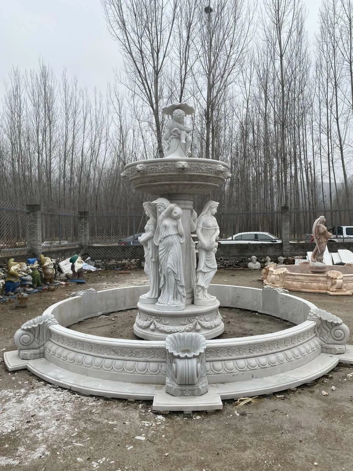 BEAUTIFUL CARVED EUROPEAN STYLE FIGURATIVE ESTATE MARBLE FOUNTAIN - MFF87 - Image 1 of 1