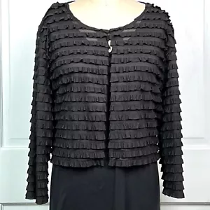 New Directions Sheer Ruffled Jacket Open Front Hook Eye Cropped Plus Size Sz 2X - Picture 1 of 8