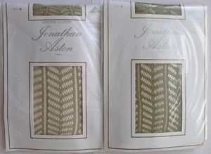 2 pairs of Jonathan Aston Medium Size Vintage Herringnet Tights in Khaki - Picture 1 of 2