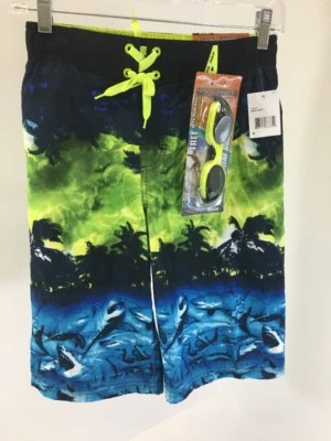 CORTOS DE SURF ZEROXPOSUR NIÑOS CON GAFAS AZUL/CHARTREUSE MEDIANOS NUEVOS CON ETIQUETAS Foto 1 de 4