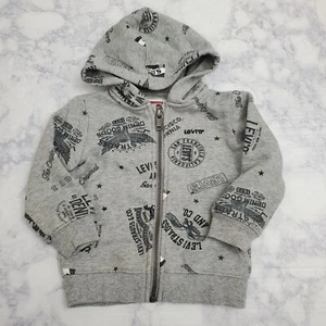Levis Baby Zip-Up Hoodie Gray 12M Cotton/Polyester Blend Logo Streetwear - Picture 1 of 5