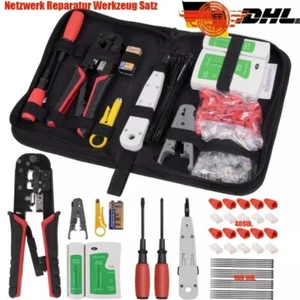Netzwerk Reparatur Werkzeug Set Crimpzange Stecker RJ45 RJ11 UTP Netzwerktester* - Afbeelding 1 van 24